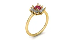 Luxurious Gold Ring with Oval Ruby and Diamond Halo Accent 3D... 3D print model