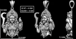maa kali pendant with loop  3D print model