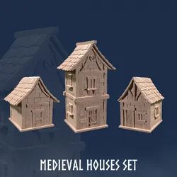 Medieval Houses Set (3 Models) - Houses - House - Medieval House - Fantasy House - Human House - House - Building - Hut - Shed  - Home -  Terrain