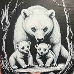 3D printer bestanden | 3MF | Bear & Cubs v3 Hueforge 200x200