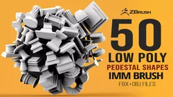 50 Low poly statue pedestal and podium base mesh IMM 3D model
