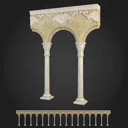 Arcade set of marble columns and arches 3D model