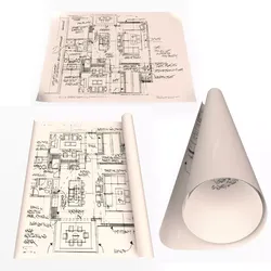 House Blueprints Set Low-poly 3D model