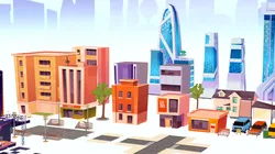 Lowpoly City buildings stylized assets game ready  Low-poly 3D model