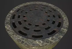 Manhole cover Low-poly 3D model