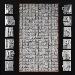 Panel Big decorative cube Hieroglyphs  n5 3D model