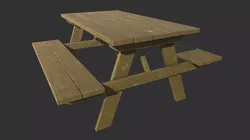 Picnic Park Bench Low-poly 3D model