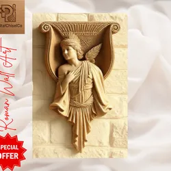 Roman Gothic Angel Wall Sculpture STL – Classical Relief for 3D Printing, Digital Download Only | Roman Home Decor