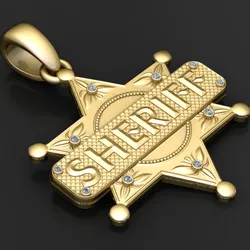 Sheriff Star Nameplate Diamond Pendant – 3D Printable Jewelry Model