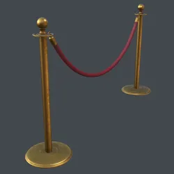 Stanchion and Velvet Rope 3D model