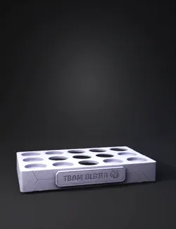 Team Alpha display tray with sixteen circular slots black base silve