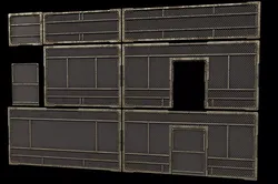 Wall fence - modular Sci fi  Low-poly 3D model