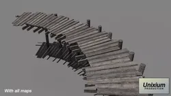 Wooden Bridge Low-poly 3D model