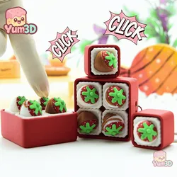 🍓 Yum3D Strawberry Snack Box Set of Clicker Keychains - Cute Backpack Keychain