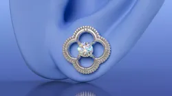 Elegant Four-Leaf Clover Diamond Stud Earrings Jewelry Design 3D print model