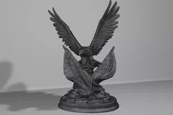 bald eagle with flag  3D print model
