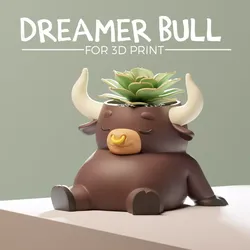 Dreamer Bull - Planter- Plant pot 3D print model