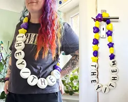Giant "THEY/THEM" friendship bracelet beads