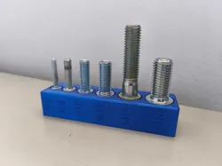Sample holder for metric screws and nuts