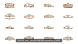 40 Women solitaire ring 3dm stl render detail Bulk collection 3D Model Pack