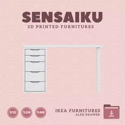 ALEX Desk with Drawers V1  for Mini Dollhouse IKEA 3D Print 3D print model