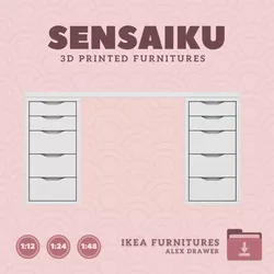 ALEX Desk with Drawers V2  for Mini Dollhouse IKEA 3D Print 3D print model