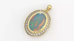 Classic Oval Opal Halo Pendant - 3D Printable Jewelry Model 3D print model