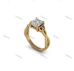 Elegant Celtic Knot Ring with Emerald Cut Diamond 3D Model 3D print model