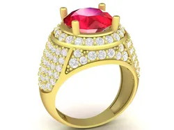 Luxury Round Halo Mens Ring 3D Jewelry Model  3453 3D print model