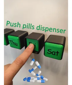 Pills push dispenser, week organiser box case