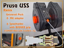 Prusa USS Drybox_MK adapter+universal Puck remix + Spool holder with Biger Grip.  CoreOne+/L compatible