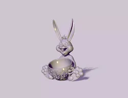 Rabbit with cup for jewelry 3D print model