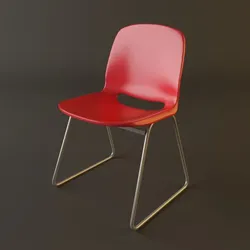 red plastic armless chair stackable