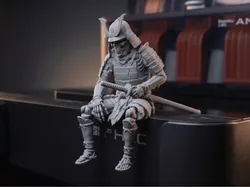 Resting Skeleton Samurai - monitor buddy - Free 3D Print Model