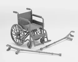 Wheelchair and crutches - 1-35 - supported 3D print model