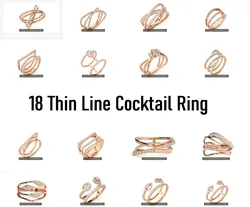18 Thin Line High Jewelry Cocktail Ring 3dm stl renders  3D Model Pack