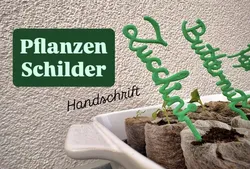 Vertikale Pflanzenschilder in Handschrift für 19 Pflanzen