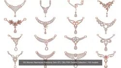100 Women Necklaces Pendants 3dm STL OBJ FBX Details Collection 3D Model Pack