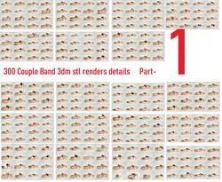 300 Couple Band Ring 3dm stl render detail Part-1 3D Model Pack