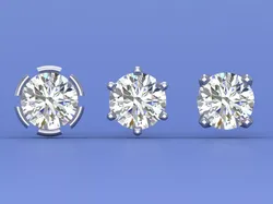 Half Carat Diamond Stud Earrings Prong and Bezel Setting Designs 3D print model