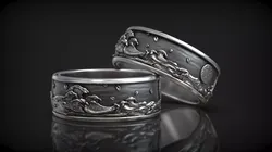 Japanese Traditional Ornament Wave Wedding Band 3D print model