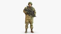 Modern soldier in camouflage honeybadger 001149