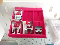 Sewing machine feet shelf for Ikea Skådis pegboard