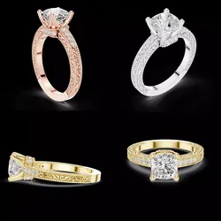 Vintage Cushion Cut Diamond Ring 3D Model STL File 3D print model