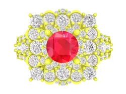Elegant Halo Cluster Gemstone Ring for Women 4422 3D print model