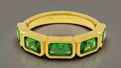 Half eternity bezel set radiant shape diamond ring 3D print model