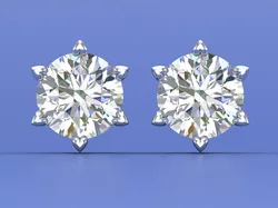 Heart Prong Solitaire Stud Earrings Round Diamond CAD Jewelry 3D print model