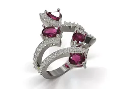 Knotting Heart and Oval Gemstone Cocktail Ring jr00277 3D print model