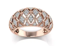 Light Weight Rose Gold Diamond Ring  -R-3924 3D print model