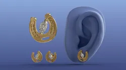 Marquise Diamond Horseshoe Lucky Stud Earrings 3D CAD Design 3D print model